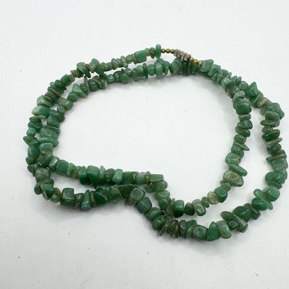 Vintage Aventurine Stone Chip Long Beaded Necklace Barrel Clasp 28” - Picture 9 of 9